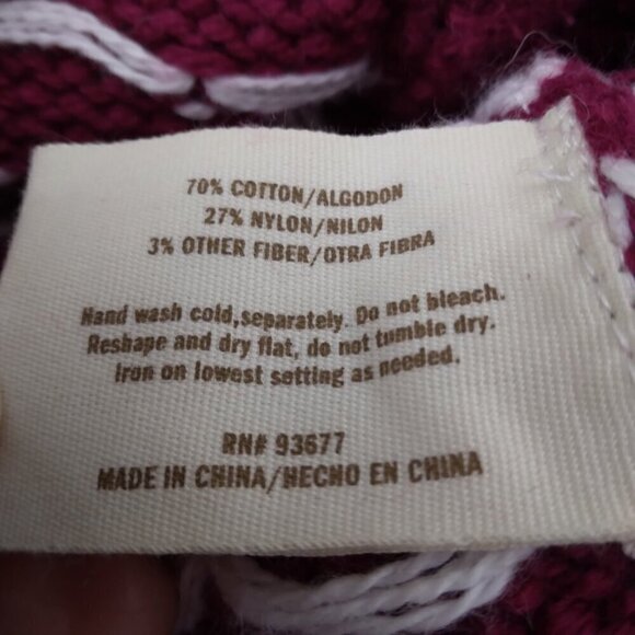 Decree | Holiday Christmas Winter Cardigan Cropped White Magenta | Sz S/M - Picture 7 of 7